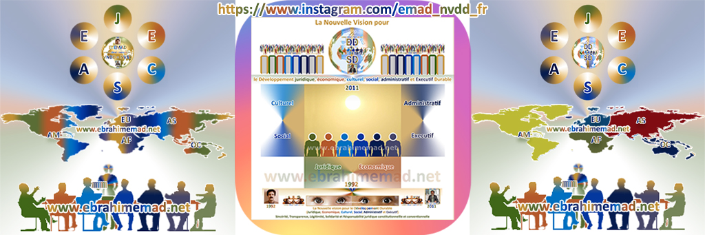 E. EMAD, EMAD Consulting et les espaces de communications sur l'internet à propos de la
			Nouvelle Vision pour le Développement Durable et ses cinq principes fondamentaux constitutionnels
			et conventionnels