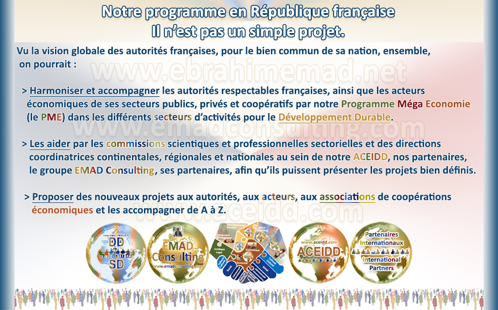 E. EMAD, EMAD Consulting, ACEIDD, la NVDD, la République française et son Développement Durable, notre programme