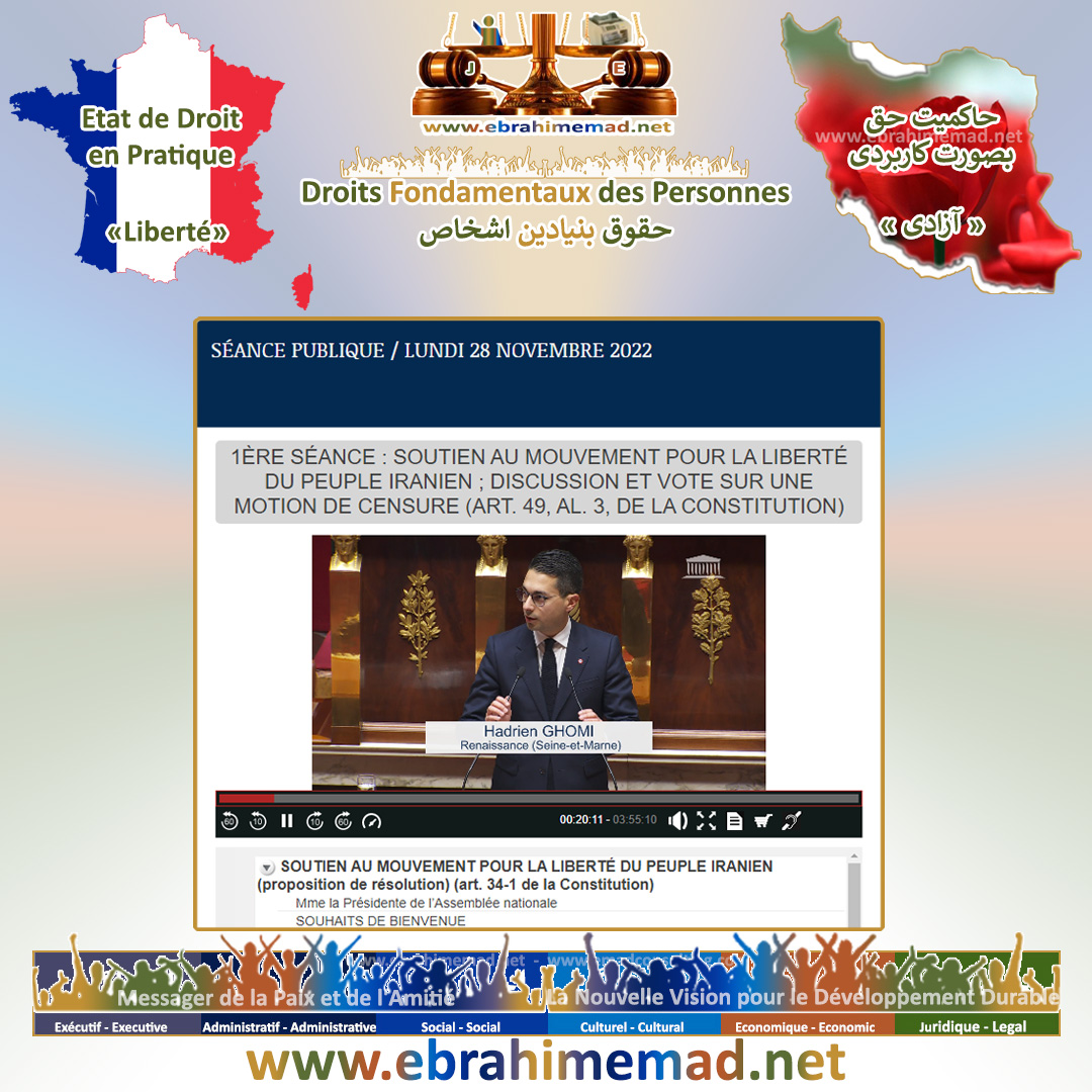 M. Hadrien Ghomi, Député de la 8e circonscription de Seine-et-Marne< SOUTIEN AU MOUVEMENT POUR LA LIBERTÉ DU PEUPLE IRANIEN
				(proposition de résolution)
				(art. 34-1 de la Constitution), Ebrahim EMAD