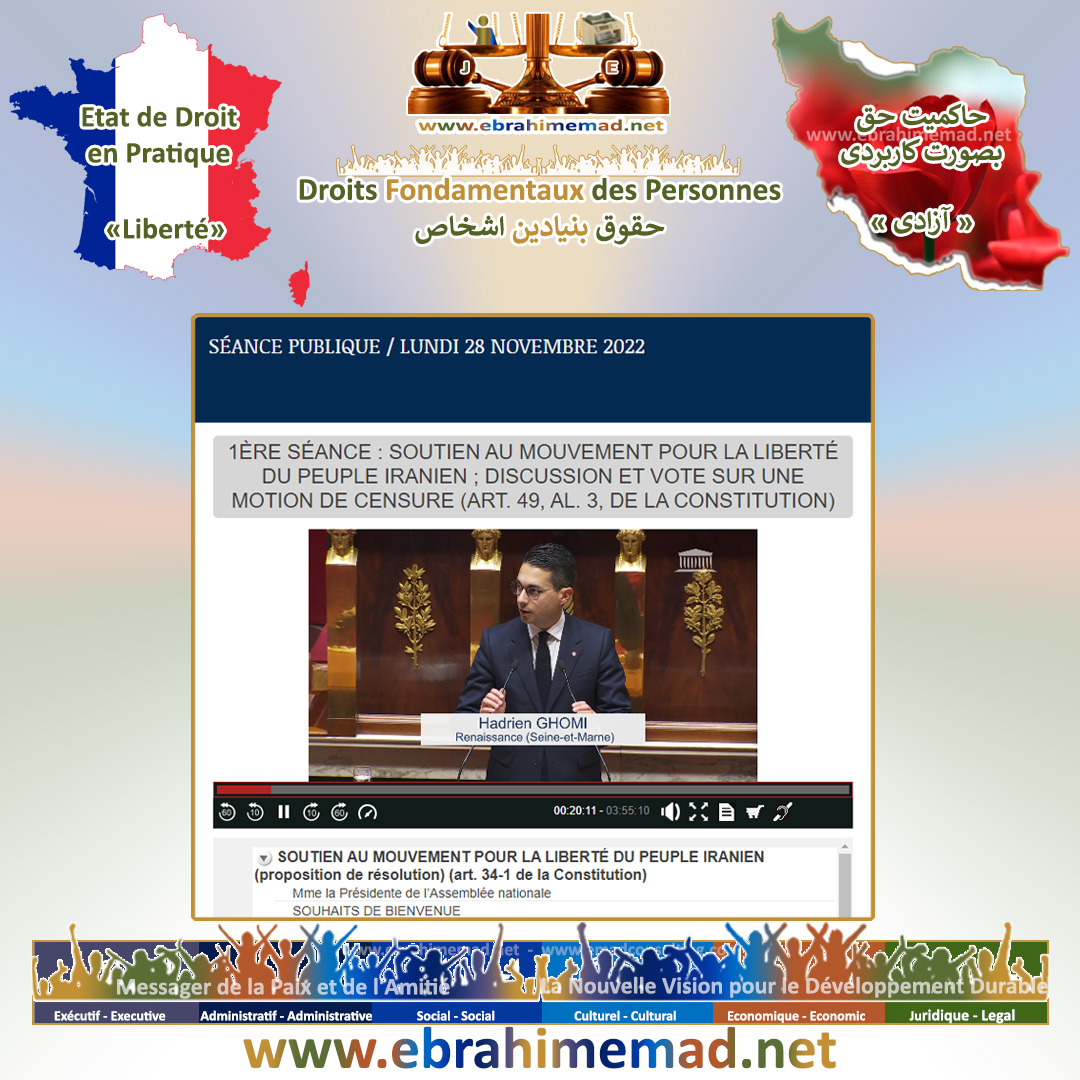 M. Hadrien Ghomi, Député de la 8e circonscription de Seine-et-Marne< SOUTIEN AU MOUVEMENT POUR LA LIBERTÉ DU PEUPLE IRANIEN
					(proposition de résolution)
					(art. 34-1 de la Constitution), Ebrahim EMAD