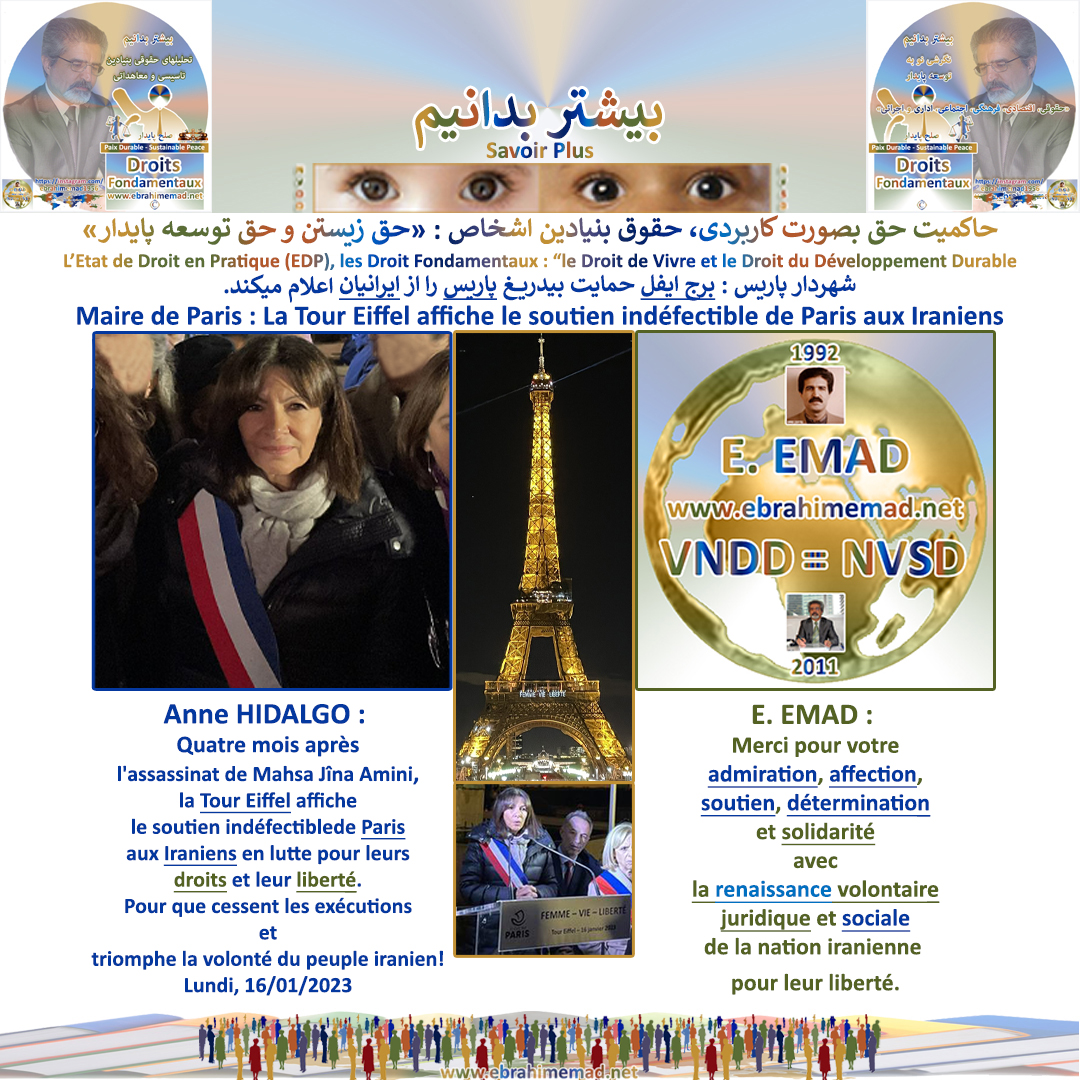 EMAD : MMaire de Paris : La Tour Eiffel affiche le soutien indéfectible de Paris aux Ireniens